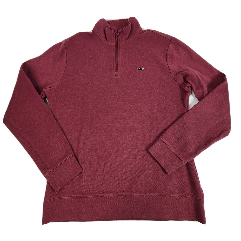Vinyard Vines Mens Medium Quarter Zip Cotton/Polyester Blend Pullover Maroon EC